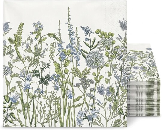 Altoona Design; Blue Fields Disposable Guest Towel/Cocktail Napkin, Airlaid Buffet Linen-Feel Luxury Napkins for Buffet, Bathroom, Party & Home Use; Category:Guest Towels; Image:1
